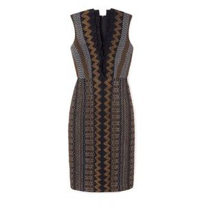 Tory Burch smocked silk V-neck dress. Mint condition.